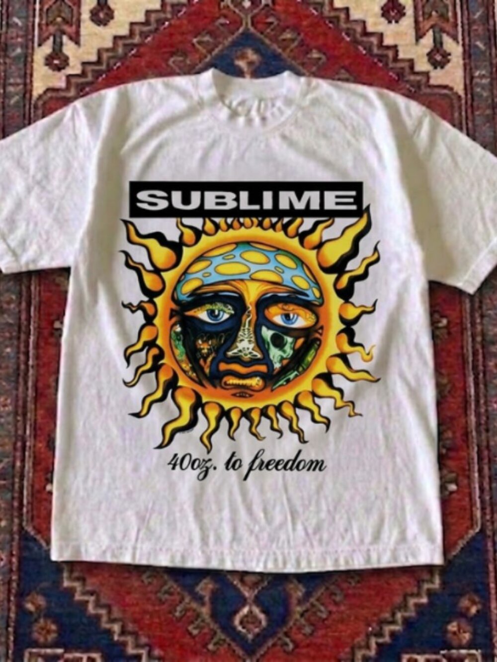 Sublime 40oz To Freedom Sun Graphic T-Shirt White